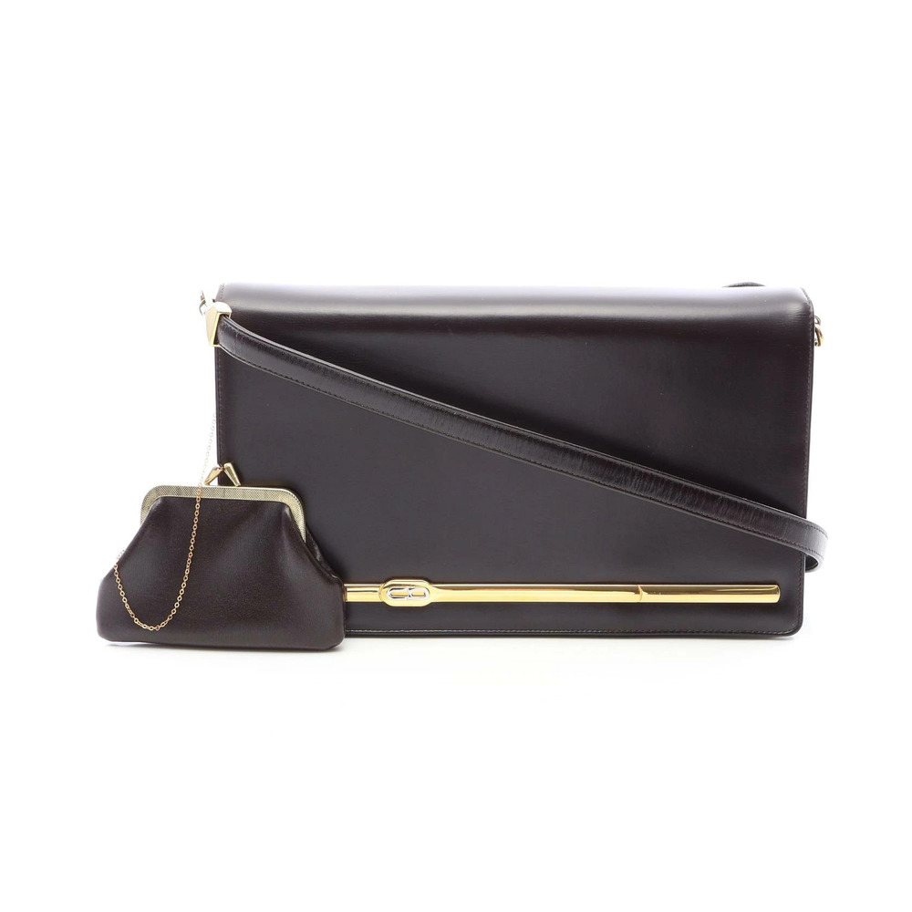 Christian Dior Shoulder Bag Leather Brown